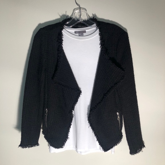 ZARA Textured Tweed Drape Front Blazer - Small